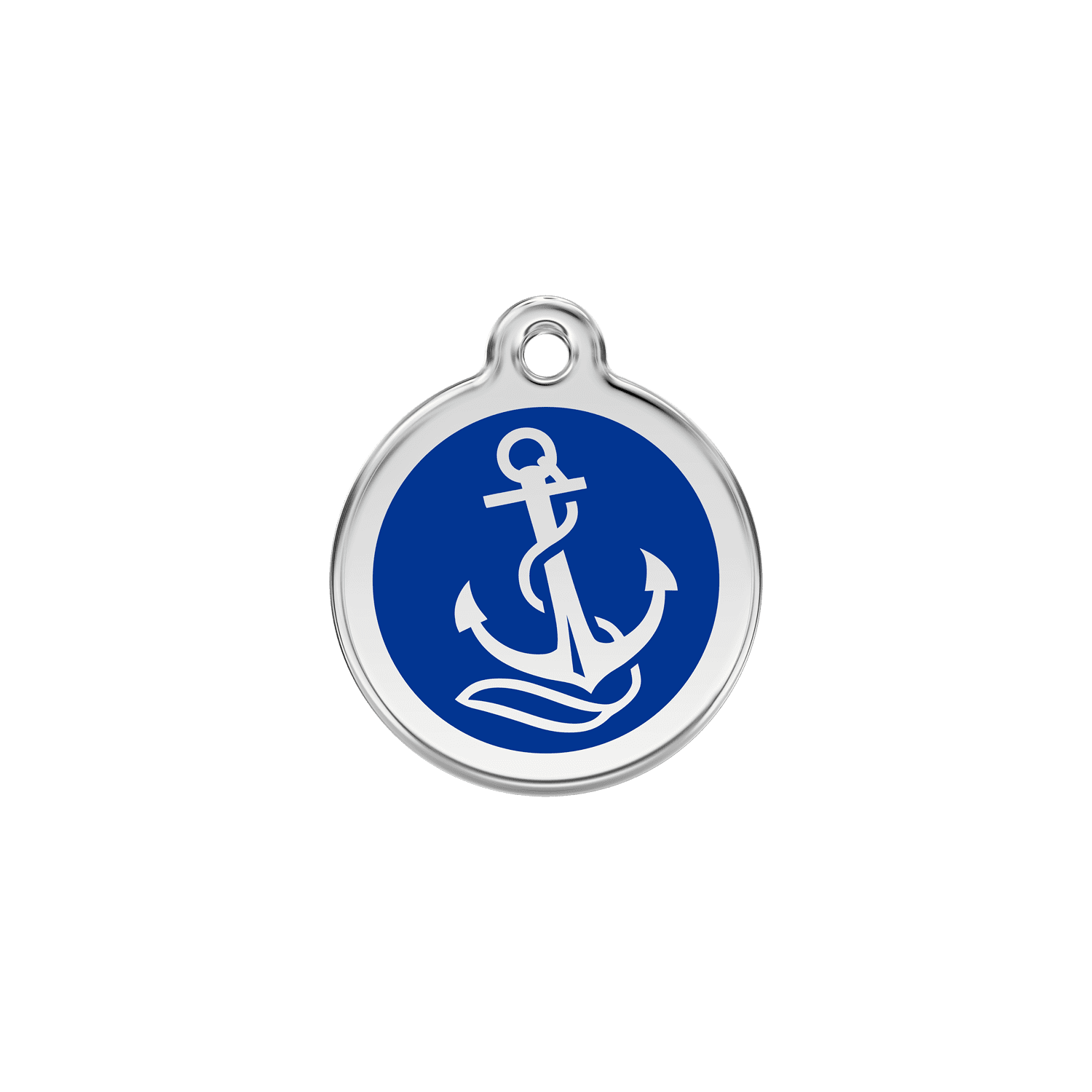 Vue avant - Médaille personnalisée pour chien/chat Red Dingo ancre bleu foncé - Taglia S - 01-AN-DB-SM