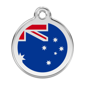 Medaglietta per cane grande Bandiera australiana blu scuro smalto e acciaio inox