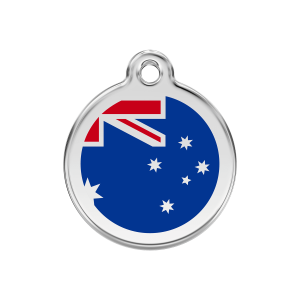 Medaglietta per cane medio con bandiera australiana blu scuro in smalto e acciaio inox
