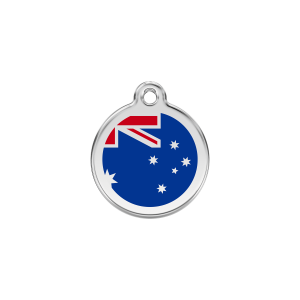 Medaglietta per gatto piccola drappo australiano blu scuro smalto e acciaio inox