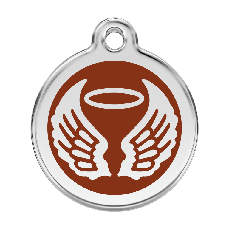 Vue avant - Médaille personnalisée pour chien Red Dingo ailes d'anges brun - Taglia L