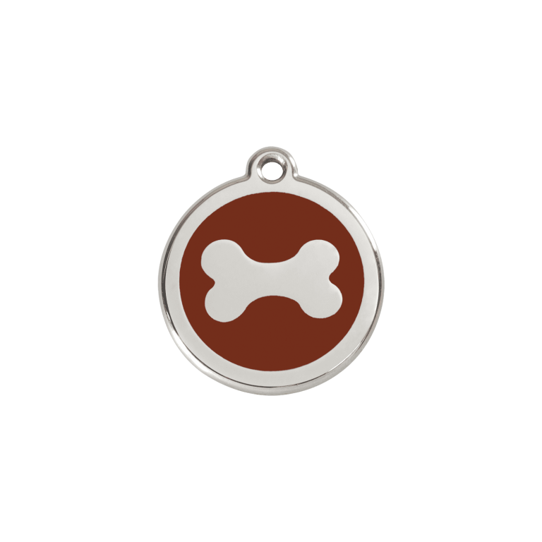 Vue avant - Médaille personnalisée pour chien/chat Red Dingo Émail/Acier inoxydable Os Brun S 20.00mm