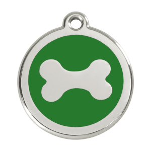 Medaglietta per cane Osso verde smalto e acciaio inox L