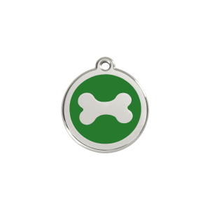 Medaglietta per gatto Osso smalto verde acciaio inox piccola