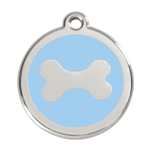 Medaglietta per cane grande Osso azzurro smalto e acciaio inox