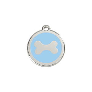 Medaglietta per gatto piccola Os smalto blu chiaro acciaio inox