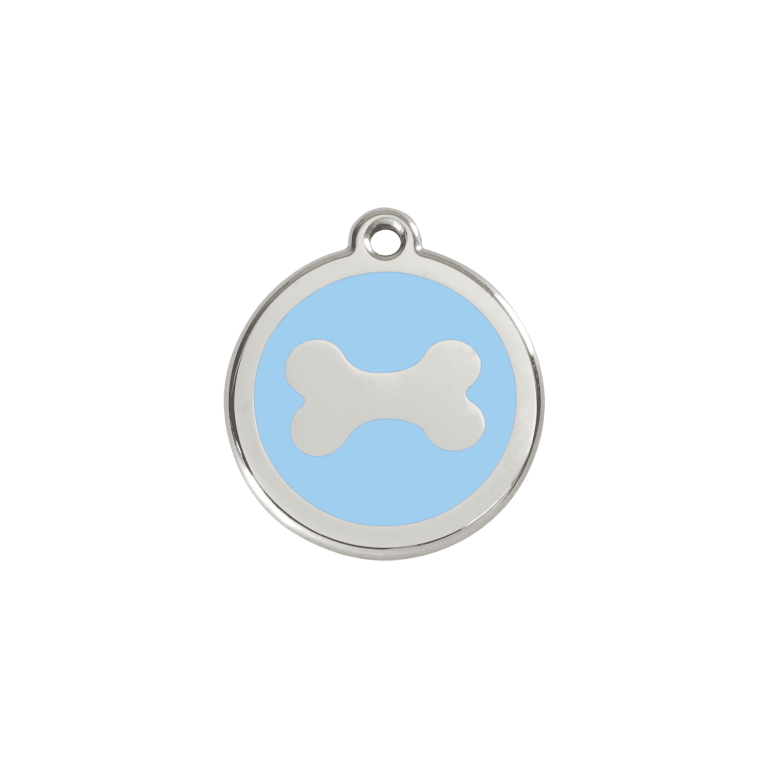 Vue avant - Médaille personnalisée pour chien/chat Red Dingo Émail/Acier inoxydable Os Bleu clair S 20.00 7G