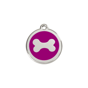 Medaglietta Os smalto viola in acciaio inox piccola per gatto o cane piccolo