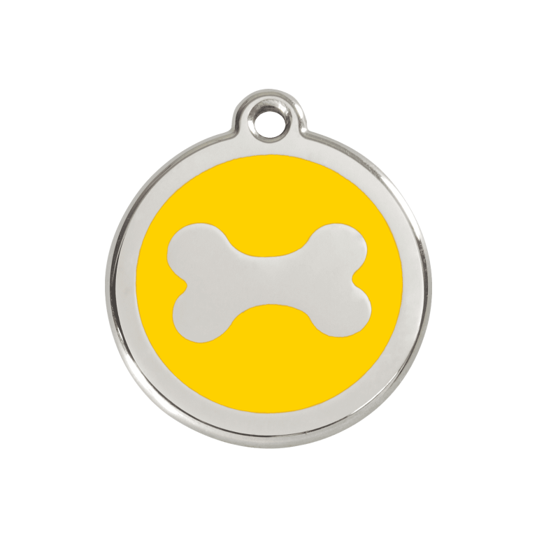Vue avant - Médaille personnalisée pour chien Red Dingo Os Jaune M 30.00mm - 01-BN-YE-ME