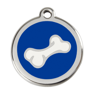 Medaglietta per cane grande osso cartoon smalto blu scuro in acciaio inox