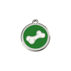 Medaglietta per gatto piccola Osso Cartoon smalto verde acciaio inox