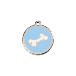 Medaglietta per gatto piccola Osso Cartoon smalto blu chiaro acciaio inox