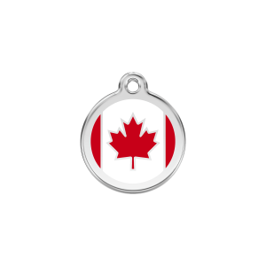 Medaglietta per gatto piccola Drapeau canadese smalto rosso e acciaio inox
