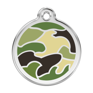 Medaglietta per cane grande verde mimetico in smalto e acciaio inox