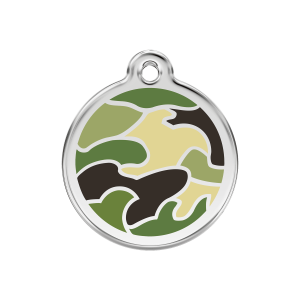 Verde mimetico smalto acciaio inox medaglietta per cane medio