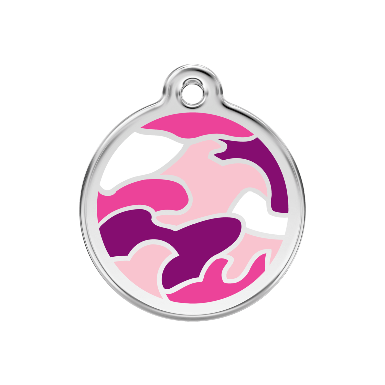 Vue avant - Médaille personnalisée pour chien Red Dingo Camouflage Rose - Taglia M