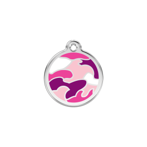 Medaglietta per gatto piccola Camouflage rosa smalto e acciaio inox