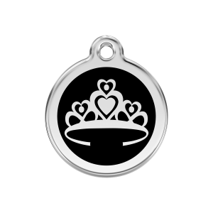 Medaglietta per cane Corona Nero Smalto M 30mm