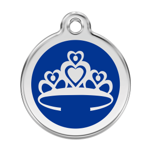 Medaglietta per cane Corona smalto blu scuro L 38 mm