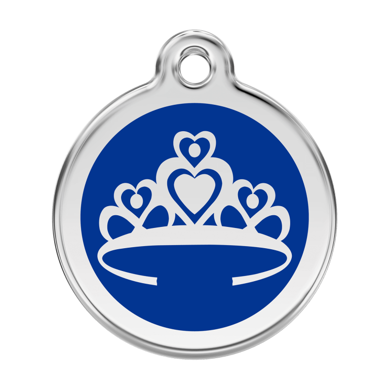 Vue avant - Médaille personnalisée pour chien Red Dingo Couronne Bleu foncé - Taglia L