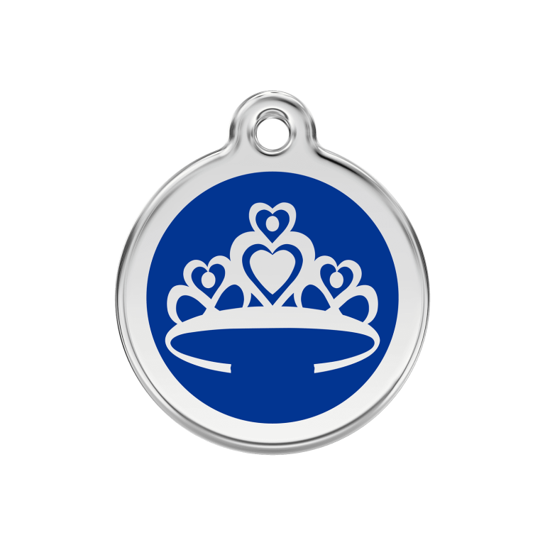 Vue avant - Médaille personnalisée pour chien Red Dingo Couronne Bleu foncé 30mm