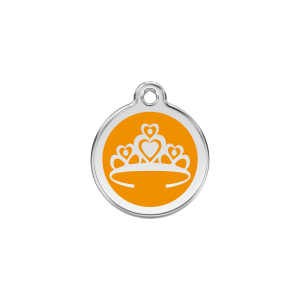 Medaglietta per gatto Corona smalto arancione S 20mm