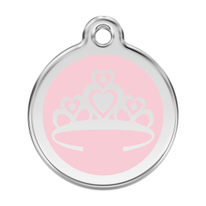 Medaglietta per cane Corona Rosa smalto e acciaio inox L 38mm