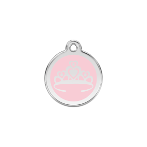 Medaglietta per gatto Corona smalto rosa S 20 mm