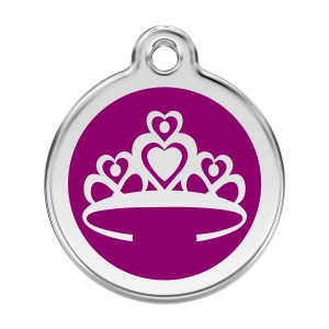 Medaglietta per cane Corona smalto viola L 38 mm