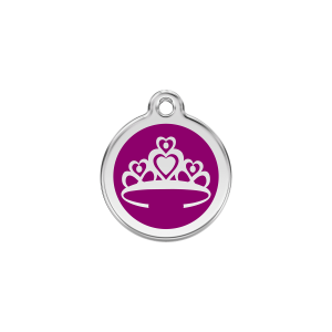Medaglietta per gatto Corona smalto viola S 20mm