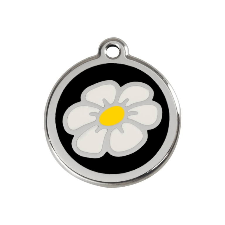 Vue avant - Médaille personnalisée pour chien Red Dingo Marguerite Noir M 30.00mm