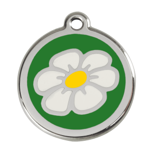 Medaglietta per cane Margerita verde smalto e acciaio inox L