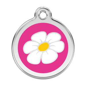 Medaglietta per cane grande Marguerita smalto rosa vivace e acciaio inox