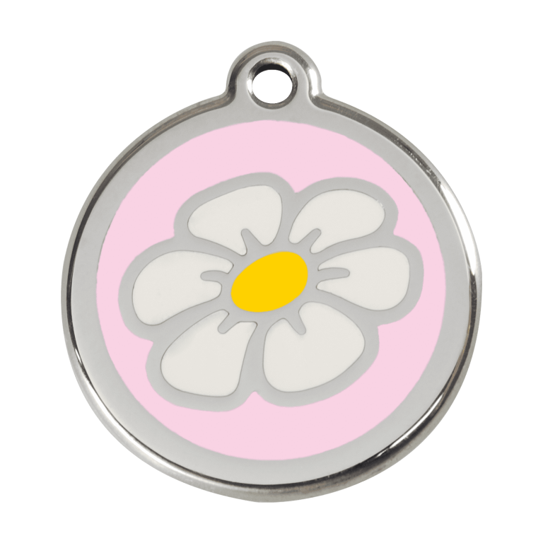 Vue avant - Médaille personnalisable pour chien - Red Dingo Marguerite Rose - Taglia L