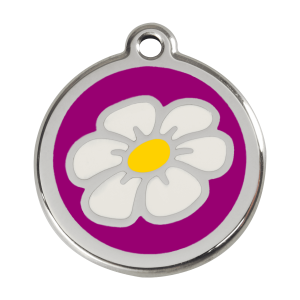Medaglietta per cane grande Margerita smalto viola e acciaio inox