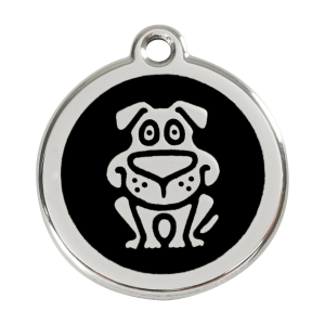 Medaglietta per cane grande smalto nero e acciaio inox