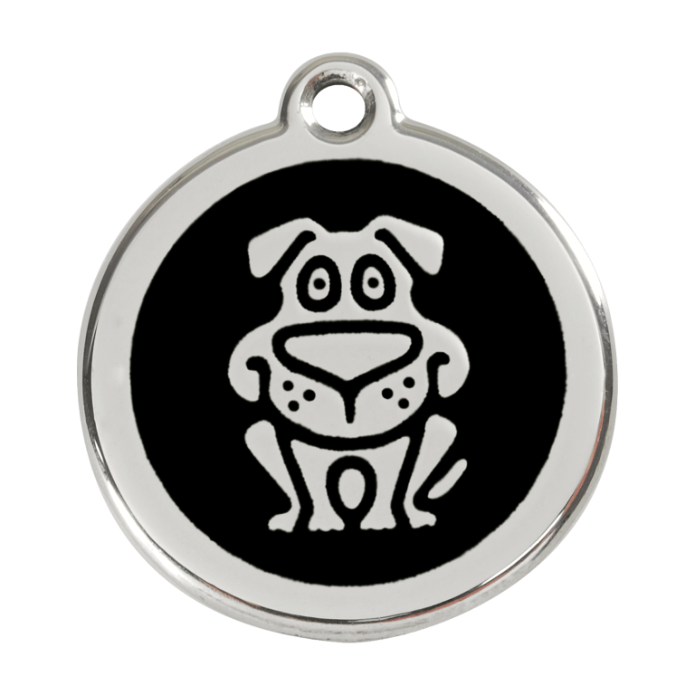 Vue avant - Médaille personnalisée pour chien en émail et acier inoxydable - Red Dingo 01-DG-BB-LG