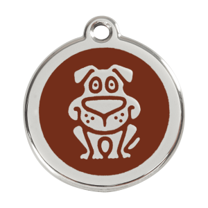 Medaglietta per cane grande smalto marrone e acciaio inox