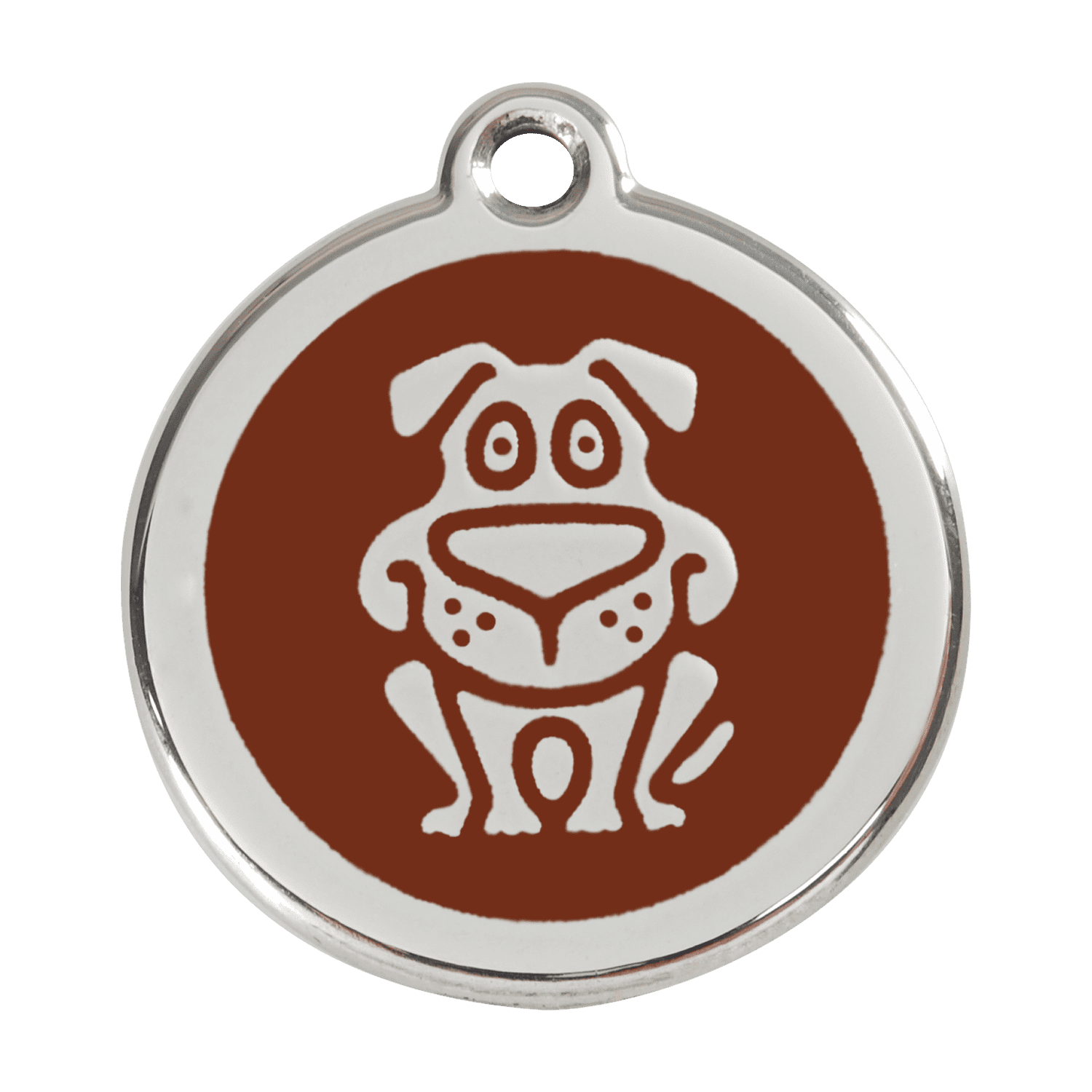 Vue avant - Médaille personnalisée pour chien Red Dingo en émail et acier inoxydable - Motif chien brun - Taglia L 38.00mm