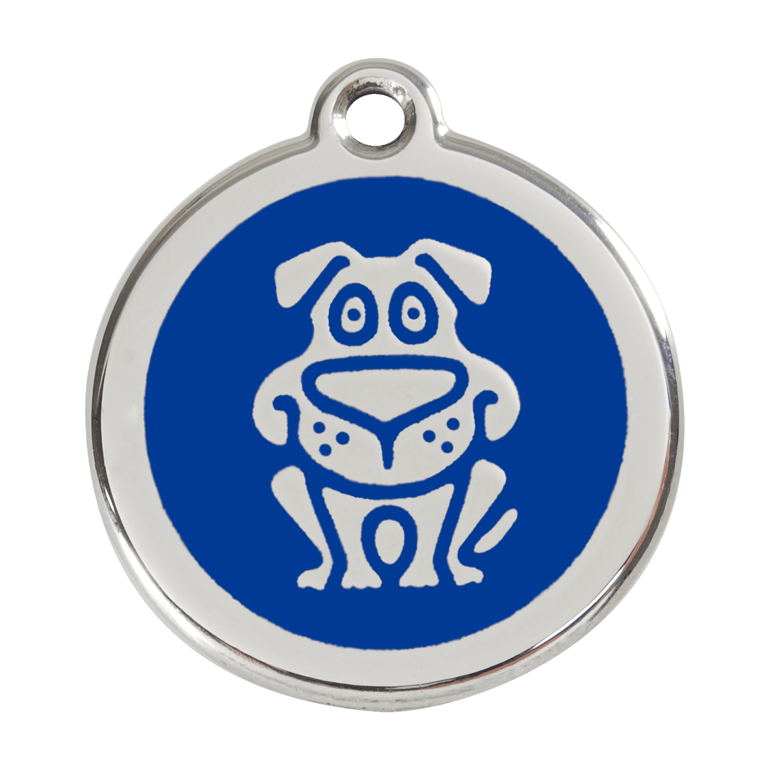 Vue avant - Médaille personnalisable pour chien en émail et acier inoxydable - Red Dingo - Bleu foncé - Taglia L