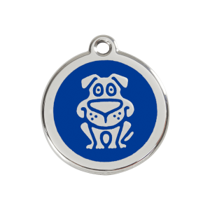 Medaglietta per cane medio smalto blu scuro e acciaio inox