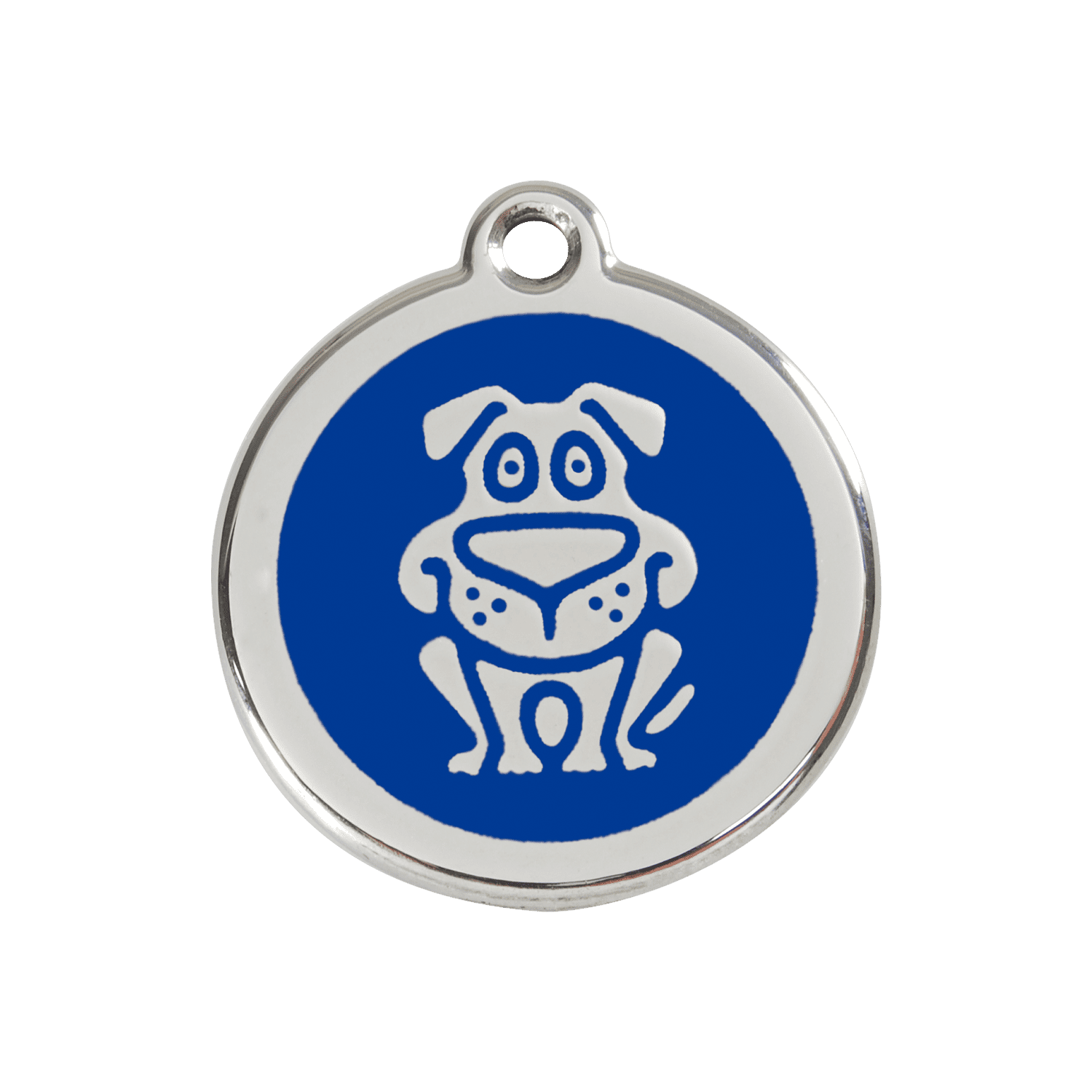 Vue avant - Médaille personnalisée pour chien en émail et acier inoxydable - Red Dingo - Motif chien - Bleu foncé - Taglia M