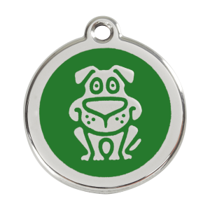 Medaglietta per cane grande in smalto verde e acciaio inox