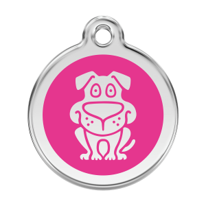 Medaglietta per cane grande smalto rosa vivace e acciaio inox