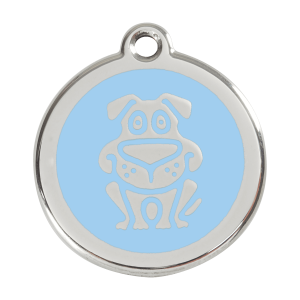 Medaglietta per cane grande smalto azzurro e acciaio inox
