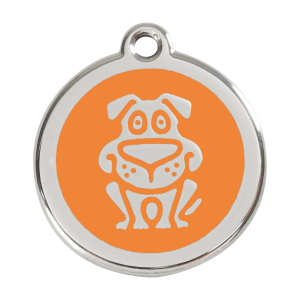 Medaglietta per cane grande smalto arancione e acciaio inox