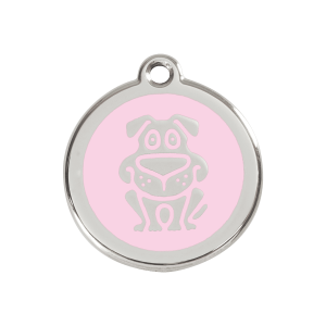 Medaglietta per cane medio smalto rosa e acciaio inox