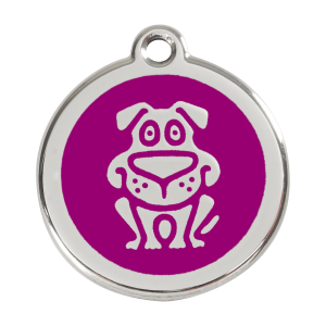 Medaglietta per cane grande smalto viola e acciaio inox