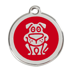 Medaglietta per cane grande smalto rosso e acciaio inox