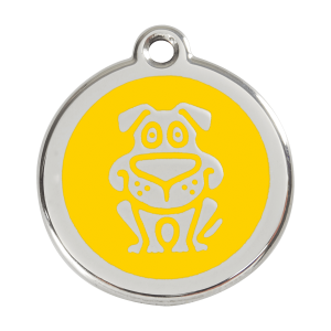 Medaglietta per cane grande smalto giallo e acciaio inox
